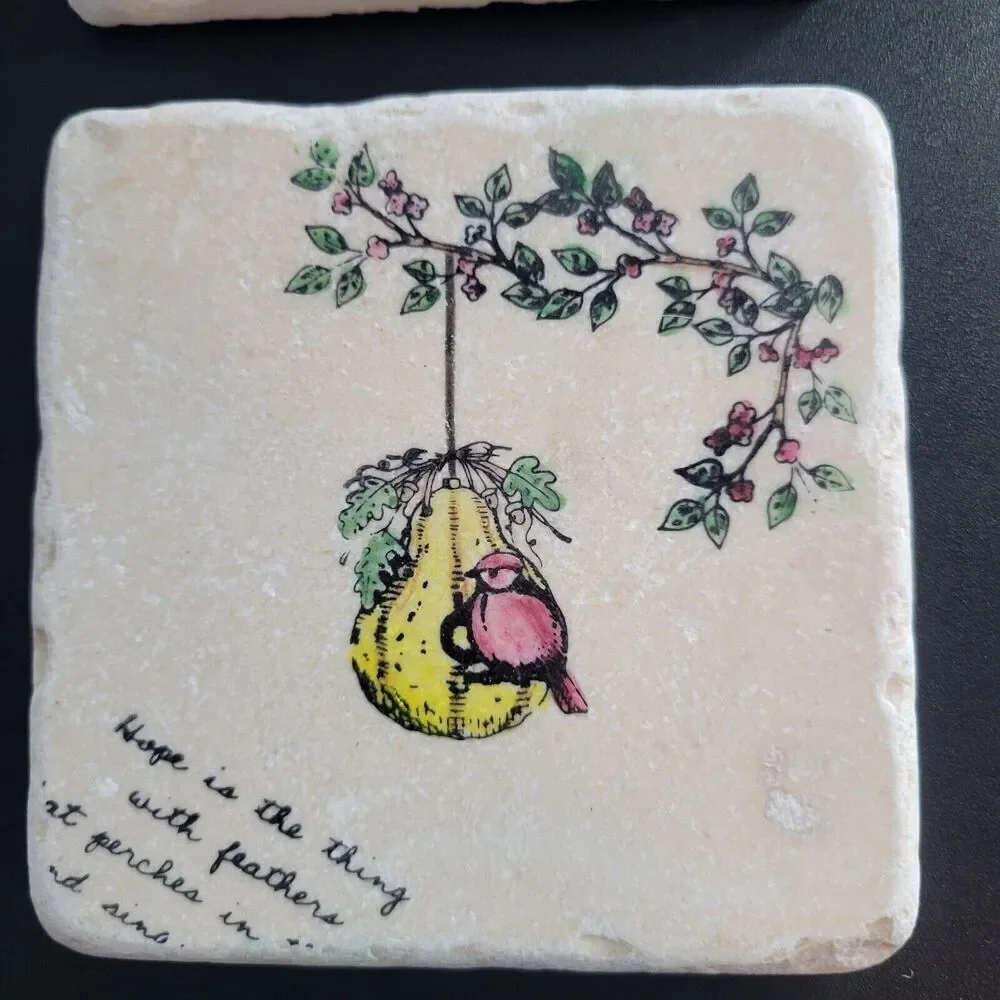 Stone Tile Bird Coasters • Set Of 4 • 4
